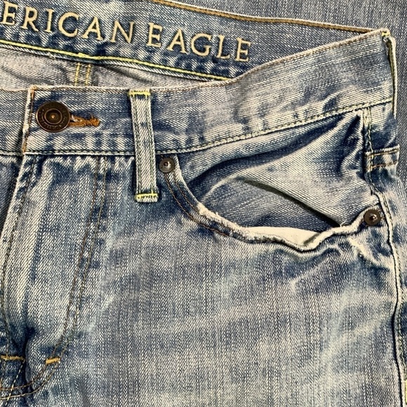 American Eagle Original Straight Distressed 100% Cotton Light Wash Jeans size 30 - Picture 12 of 16